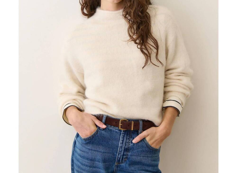 NEW MARINE LAYER suri alpaca mock neck sweater in cream